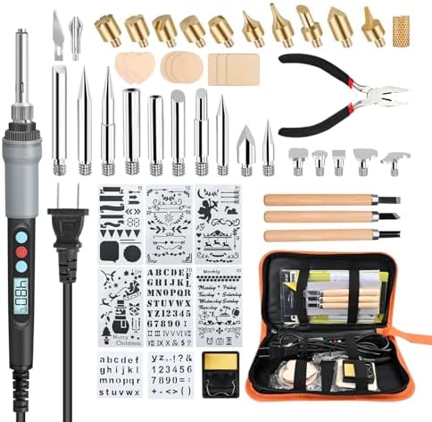 HANDSKIT 51PCS Wood Burning Kit, 90W Adjustable 180-480°C Pyrography Pen by HANDSKIT