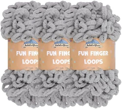 JubileeYarn Fun Finger Loops Yarn - Light Grey - 3 Skeins by BambooMN