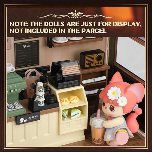 Coffee Shop Mini Model Kits with LED, Make It Miniature Cafe Store, DIY Miniature House Kit for Adults Teens and Beginners to Build, Mini Dollhouse Kits, Gift for Friends and Hobbies - Image 5