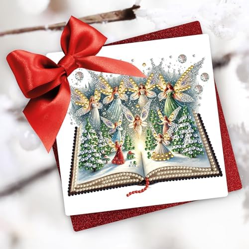 Christmas DIY Diamond Art Painting Greeting Cards Set, 5D Christmas Style Greeting Card, DIY Xmas Card Making Kits for Family Friends Handmade Gift - Image 2