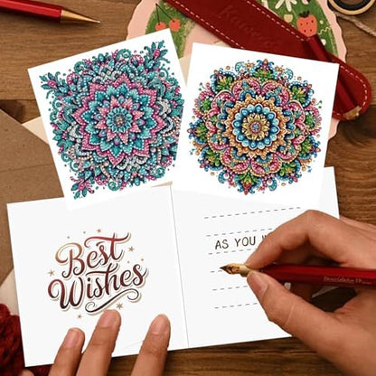 12Pcs DIY Diamond Art Greeting Cards Kit with Envelopes&Tools - Create Your Own Sparkling Birthday, Thank You, Holiday Cards for Adults & Beginners(Mandala) - Image 6