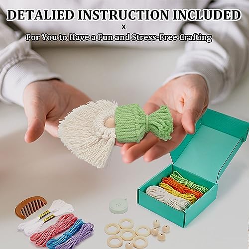 FREEBLOSS 6 Set DIY Macrame Gnomes with Instruction Spring Santa Claus Design Macrame Kit for Beginners Macrame Santa Claus for Christmas Tree Decor Christmas Tree Ornaments - Image 5