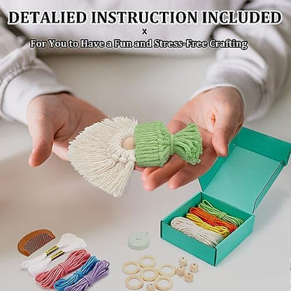 FREEBLOSS 6 Set DIY Macrame Gnomes with Instruction Spring Santa Claus Design Macrame Kit for Beginners Macrame Santa Claus for Christmas Tree Decor Christmas Tree Ornaments - Image 5