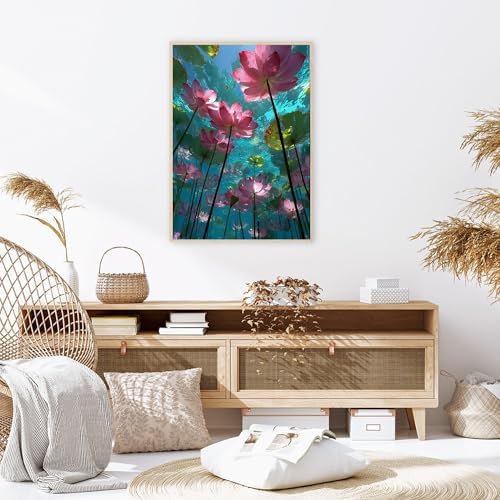 Lotus Flower Paint By Numbers Kit For Adults Beginner, Adult Paint By Number Kits On Canvas Flower Oil Painting Kit For Beginners Adults' Paint-By-Number Kits For Gift Home Wall Decor 16x20 Inch - Image 3