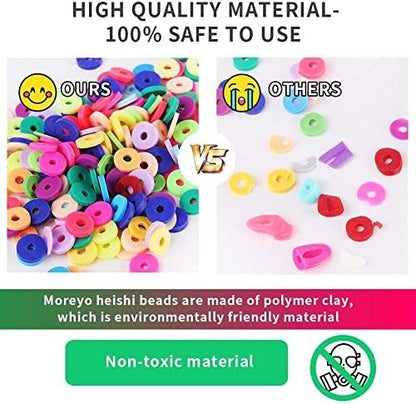 MIIIM 3600 PCS 10 Strands Polymer Clay Beads for Jewelry Making, Vinyl Heishi Beads 6mm for Surfer Bracelets Necklace Making (Red) - Image 4
