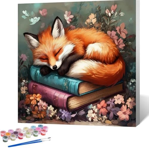 VIGEGU Fox Book Paint by Numbers Kit for Adults Beginner with Framed by VIGEGU