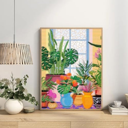 KFBXZIP Wild Flowers, Beginner Needlepoint Kits for Adults, Trendy Retro House Plants, Colorful Funky Botanical Cross Stitch, Modern Boho 11CT, 12x16 inch - Image 2
