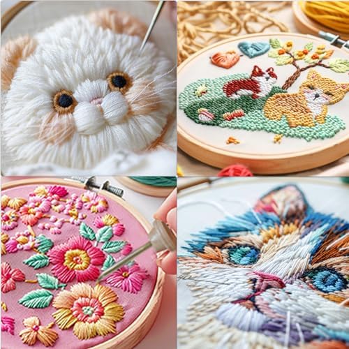 DiaWiew Punch Needle Embroidery Kit - Complete Set for Needle Punching - Includes Adjustable Punch Needle Tool and Wooden Handle Embroidery Pen Set - Ideal for Adults Beginners - Image 6