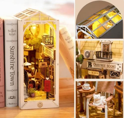 Rolife DIY Book Nook Kit Sunshine Town, DIY Miniature Booknook Kit Creative Decorative Bookend Bookshelf Insert 3D Puzzles for Adults, Halloween/Christmas Decorations/Gifts for Adults (Sunshine Town) - Image 2