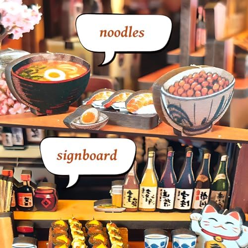 DIY Book Nook Kit, 3D Wooden Puzzle Miniature House Kit Adult, Japan Sakura - Image 5