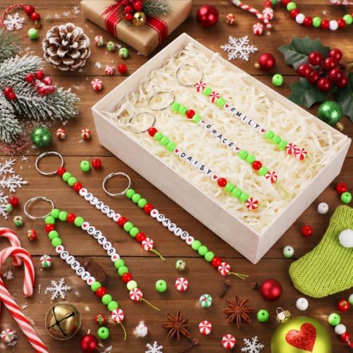 Landical 564 Pcs Christmas Peppermint Keychain Making Kit Name Bead Craft - Image 6