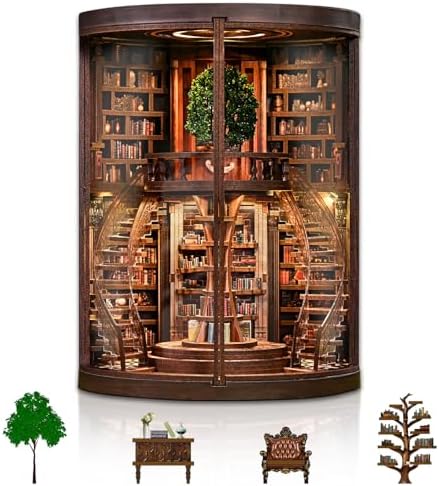 DIY Book Nook Kit, 3D Wooden Puzzle Miniature House Kit Adult, Library by MakingLifeFunforCool