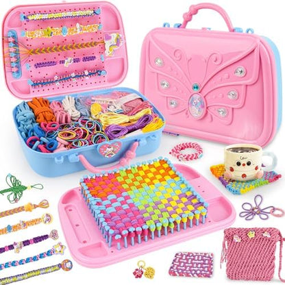 6-in-1 Friendship Bracelet Making Kit,Weaving Loom Kit Toys, 500+ Pcs Craft Kits For Kids,A multi-functional Weaving loom that can be used to make Bracelet, potholder, pendants, bags, hats and scarves by Nicella