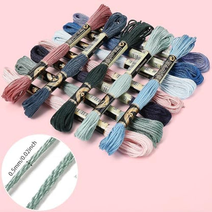 12 Skeins 105 Yards 6 Ply Embroidery Thread Floss Variegated Thread Dark Blue Green Cross Stitch Friendship Bracelet String for Jewelry Making Bracelet Knitting Stitching DIY Craft Supplies - Image 6