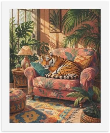 Bozfoxa Paint by Numbers Kit for Adults Beginner Tropical Tiger Sofa - Image 2