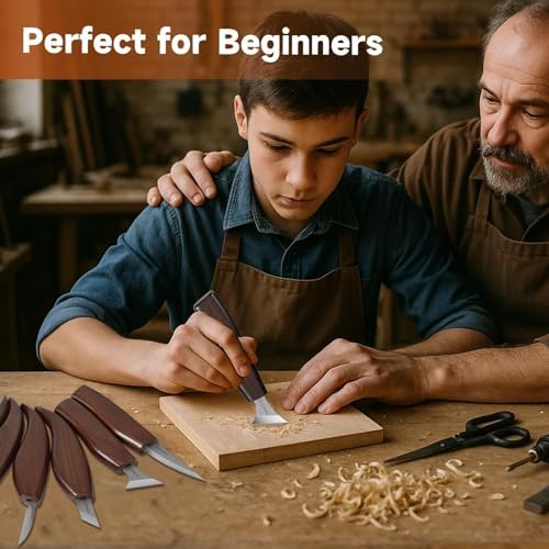 Wood Carving Kit for Beginners – 25pcs Whittling Knife Kit Wood Carving Tools with PU Leather Storage Bag, 10 Carving Knives, 6 Templates & Basswood for DIY Crafts - Image 2
