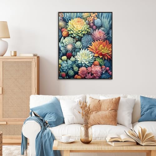 Paint by Numbers Kit for Adults, Succulent Number Painting Canvas Kit - Image 2