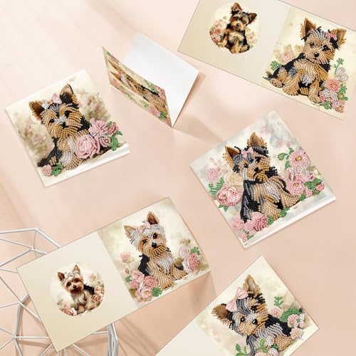 6pcs Diamond Art Painting Kit Greeting Card, Dermu 5D DIY Diamond Handmade Holiday Greeting Card with Envelope, Holiday Gift Congratulation - Image 6