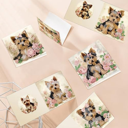 6pcs Diamond Art Painting Kit Greeting Card, Dermu 5D DIY Diamond Handmade Holiday Greeting Card with Envelope, Holiday Gift Congratulation - Image 6