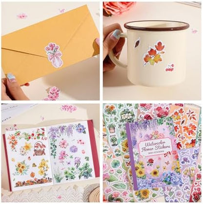 800+ PCS Floral Sticker Book for Journaling Supplies, Leaf Flower Watercolor Botanical Stickers for DIY Craft Scrapbooking Aesthetic Room Decor Junk Journal Bullet Journals Collage - Image 5