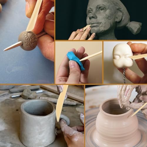 AOZUO 10PCS Double-Ended Clay Sculpting Tools, Plastic Polymer Clay Modeling Tools Ceramic Pottery Carving Tools for Cutting Embossing Smoothing Shaping Molding - Image 5