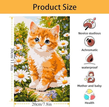 Mowana Easy Paint by Numbers Kit for Adults Beginners, Cat Adult Painting Kit by Numbers with Frame and Easle, Stretched Canvas Paint by Number Kit, 8x12inch - Image 5