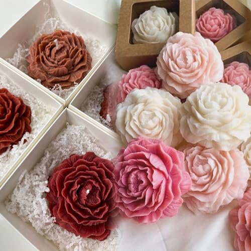 2 Pack 3.14 inch Peony Candle Molds Set - Large & Medium 2.55inch Silicone Mold for Soap Candle Making, 3D Flower Reusable Silicone Molds(Peony 2 Pack) - Image 2