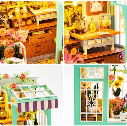 Miniature Dollhouse Kit, DIY Mini House Making Kit w/LED, Alice Garden - Image 4