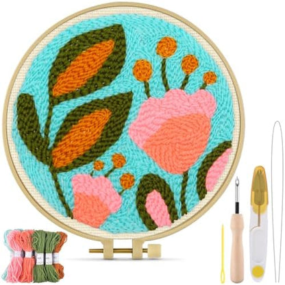 TINDTOP Punch Needle Kits, Tulip Punch Embroidery Kits for Adults by TINDTOP
