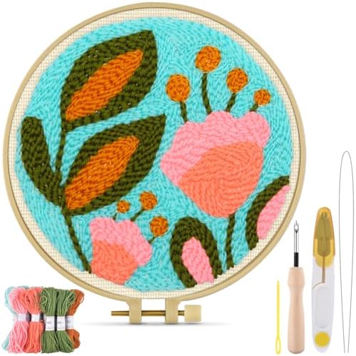 TINDTOP Punch Needle Kits, Tulip Punch Embroidery Kits for Adults by TINDTOP