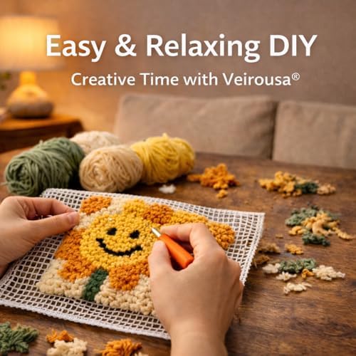 veirousa Poppy Flowers Latch Hook Pillow Kits for Adults Beginners - Image 6