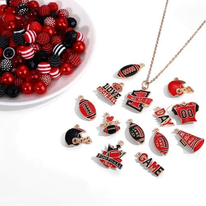 2200PCS+ Game Day Beads Charms for Bracelet Making Polymer Clay Beads Crystal Pearl Letter Gold Spacer Beads Football Charms for Game Day Bracelet Necklace Making DIY Crafts - Image 5