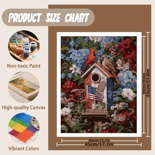 XTCIXAL Paint by Numbers Kit for Adults, Cardinal, 16X20 Inch - Image 4