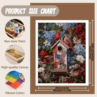 XTCIXAL Paint by Numbers Kit for Adults, Cardinal, 16X20 Inch - Image 4