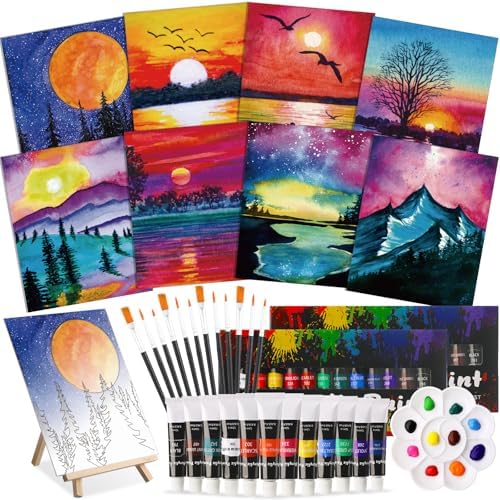 Cholemy 36 Pcs Paint and Sip Kit Gift for Adults 8''x10'',Mountain by Cholemy