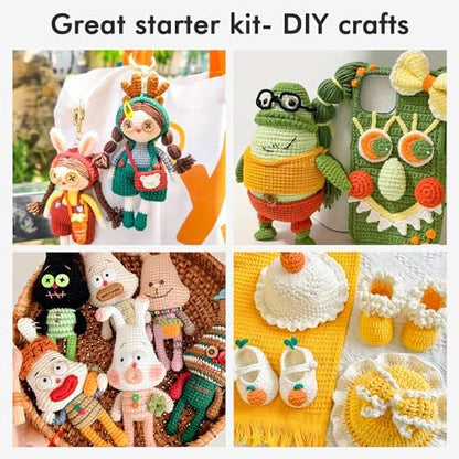 Inscraft Crochet Yarn Kit for Beginners, 1440 Yards 32 Colors Acrylic Yarn Skeins, 2 Crochet Hooks, 2 Weaving Needles, 4 Stitch Markers, 1 Bag, for Crocheting & Knitting, Gift for Adults - Image 5