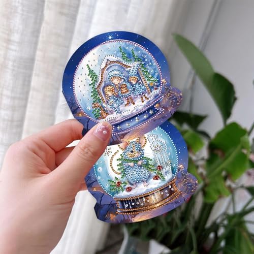 DIY Diamond Greeting Cards Set Christmas, 5D DIY Diamond Art Painting Greeting Card, DIY Christmas Card Making Kits for Family Friends Handmade Gift-#32-Crystal Ball - Image 4