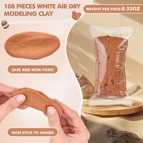 WinnerWhy 108 Pcs Air Dry Clay Bulk 38oz Air Dry Modeling Clay Soft DIY Ultra Light Modeling Clays Foam Magic Crafts for Sculpting Kids Gifts Party School Supplies for Crafts Artistic(Brown) - Image 2