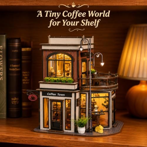DIY Coffee Shop Book Nook Kit for Adults with LED Lights - Image 2