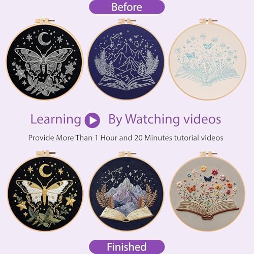 FEIYUENO 3 Pack Beginner Embroidery Kits for Adults Senior (Butterfly) - Image 3