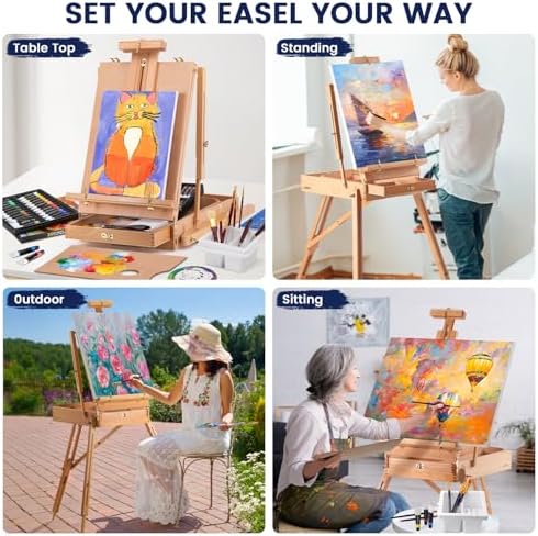 196Pcs Deluxe Artist Painting Set with French Easel, 48 Colors Acrylic & Oil Paints, 24 Colors Watercolor Paints, Art Paint Supplies for Artists, Beginner & Adults - Image 7