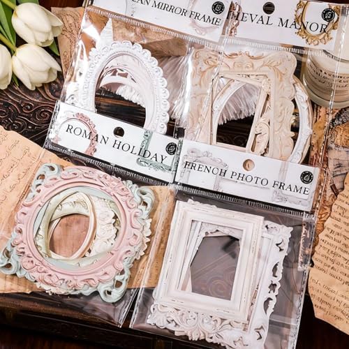 40Pcs Scrapbook Supplies Decoration Papers, Lace Frames Junk Journal Supply - Image 4