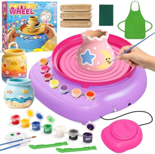 Weilim Pottery Wheel for Kids Beginners, Air-Dry Clay & Paint Kit Ages 6-12 by Weilim