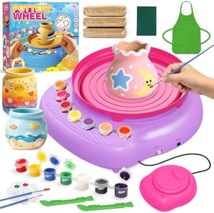 Weilim Pottery Wheel for Kids Beginners, Air-Dry Clay & Paint Kit Ages 6-12 by Weilim