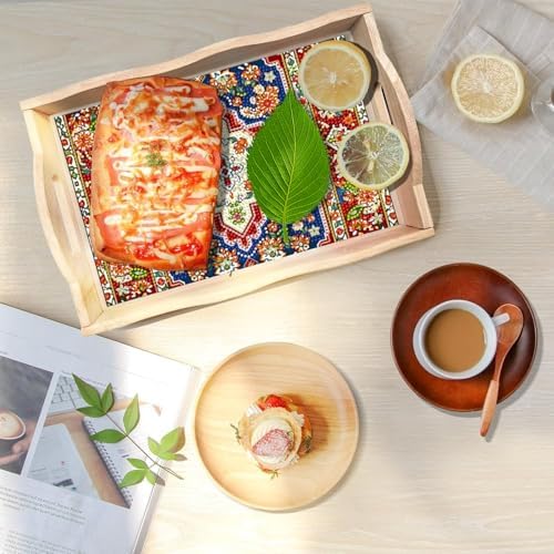 DOTSOPS 5D Diamond Art Kits for Adults Wooden Serving Tray with Handle Special Diamond Painting Plate Big Gem Dots Paint by Numbers Crafts Kits for Living Room Mandala 12 x 16 Inches - Image 3