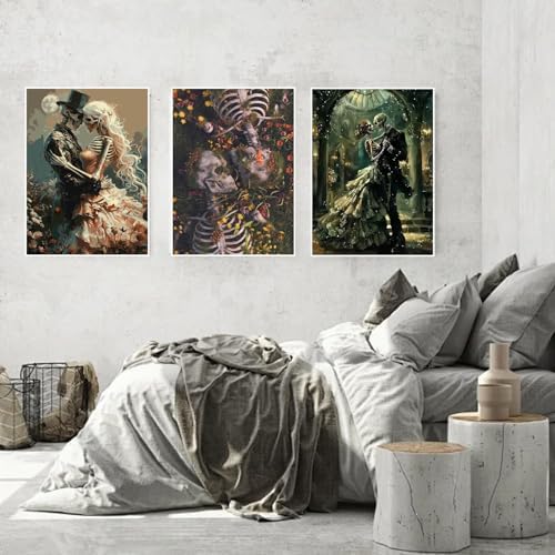 3 Pack Skull Paint by Numbers Kit for Adults Framed Canvas, Frameworkless - Image 6