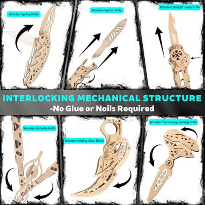 3D Wooden Puzzles for Adults – 6 Knife-Shaped Puzzles with 266 Pieces - Image 2