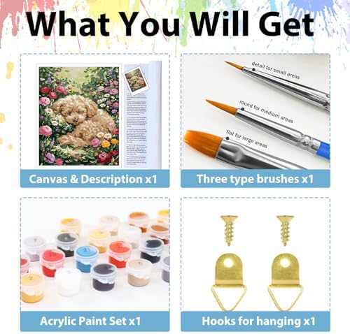 Dog Paint by Numbers Kit for Adults, Adult Paint by Number Kits 16x20 Inch - Image 5