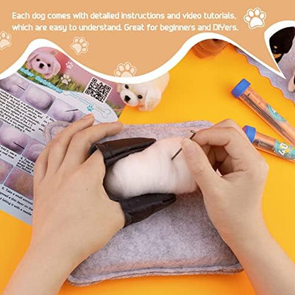 Needle Felt Starter Kit, 6 Pieces Dog Wool Needle Felting Kit, Needles Felting Supplies with Instruction,Felting Foam Mat, Wool Felting Kit for DIY Craft Animal Home Decoration - Image 6
