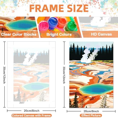 EggSun 6 Pack Framed Paint by Numbers Kit for Adults,Beginners with Wooden Easel,DIY Acrylic Oil Painting Paint by Numbers Kits on Canvas for Home Decor(National Park Landscape,8x12Inch) - Image 4